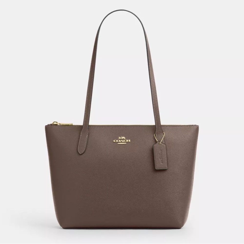 NWT Coach Fiona Zip Tote Bag in Dark Stone color